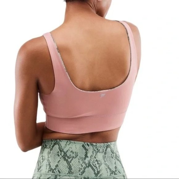 Fabletics reversible sports bra pink green snakeskin XL - Picture 2 of 9